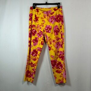 Isaac Mizrahi LIVE! Floral Pants Yellow Pink Drawstring Back Pocket Size‎ 6P